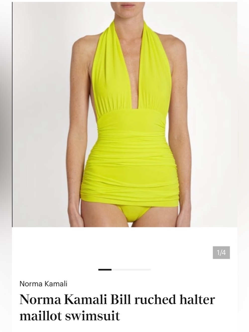 Norma Kamali Bill ruched halter maillot swimsuit